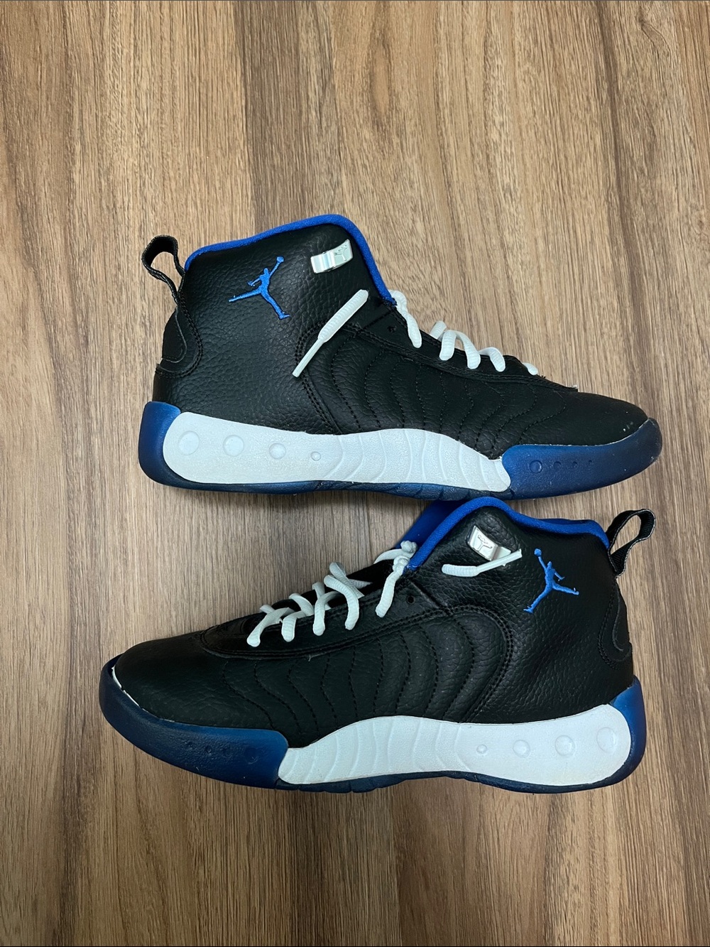 Jordan Kids Black and Blue Mid-Top Sneakers